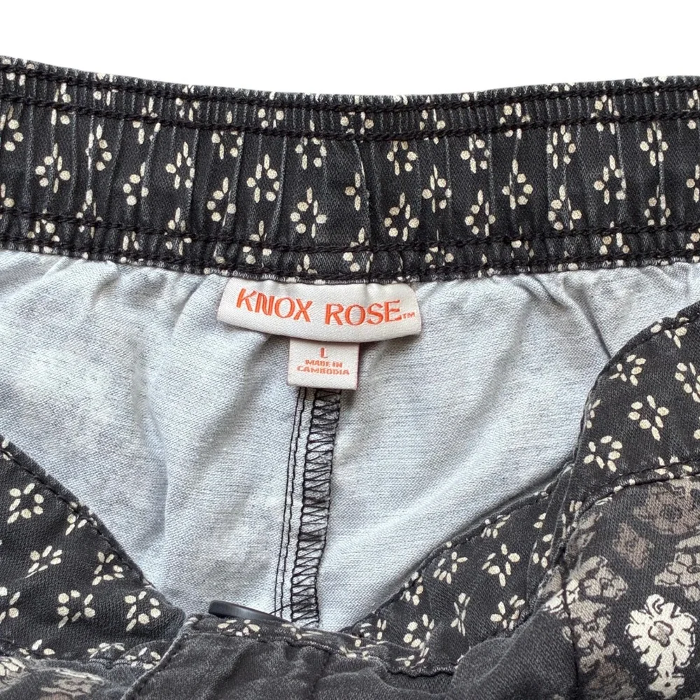 Knox‎ Rose Paisley Boho Shorts L Grey Cotton Lyocell Festival Cottagecore
